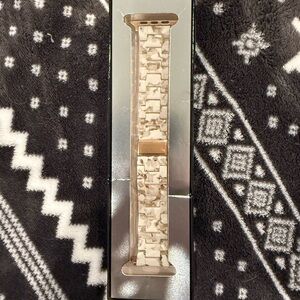 White marble resin Apple Watch band with rose gold